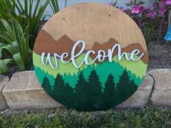 Mountain Scene Door Hanger | Mountain Porch Decor