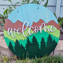 Mountain Scene Door Hanger | Mountain Porch Decor