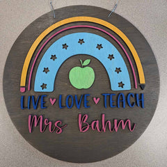 Live Love Teach | Teacher Gifts| Custom Educator Gifts | Teacher Door Hanger 