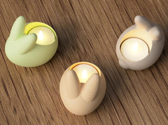 Modern 3D-Printed Easter Bunny Tea Light Holder 3 Pack