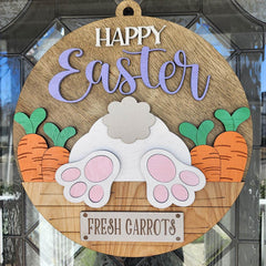 Bunny Bottom Happy Easter Welcome Door Hanger | Bunny Life | Bunny Welcome Sign