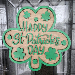 Clover Happy St. Patrick's Day Door Hanger - Irish Gift - St Paddy's Day