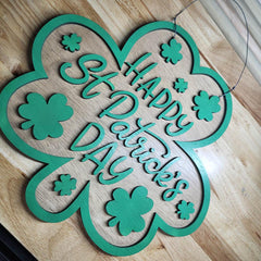 Clover Happy St. Patrick's Day Door Hanger - Irish Gift - St Paddy's Day