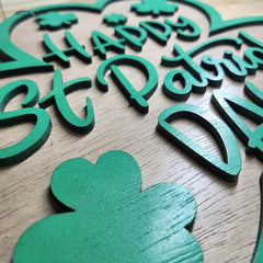 Clover Happy St. Patrick's Day Door Hanger - Irish Gift - St Paddy's Day