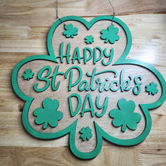 Clover Happy St. Patrick's Day Door Hanger - Irish Gift - St Paddy's Day