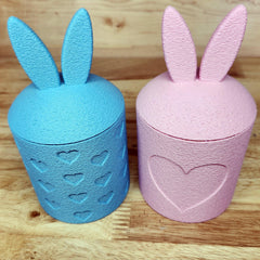 Fuzzy 3D Easter Bunny Container with Ears Lid | Easter Decorations | Bunny Decor
