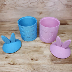 Fuzzy 3D Easter Bunny Container with Ears Lid | Easter Decorations | Bunny Decor
