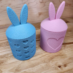 Fuzzy 3D Easter Bunny Container with Ears Lid | Easter Decorations | Bunny Decor