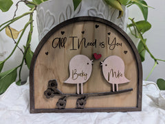 Personalized Love Birds Frame Couple Sign