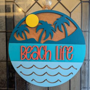 Beach Life Wood Door Hanger | Coastal Beach House Decor