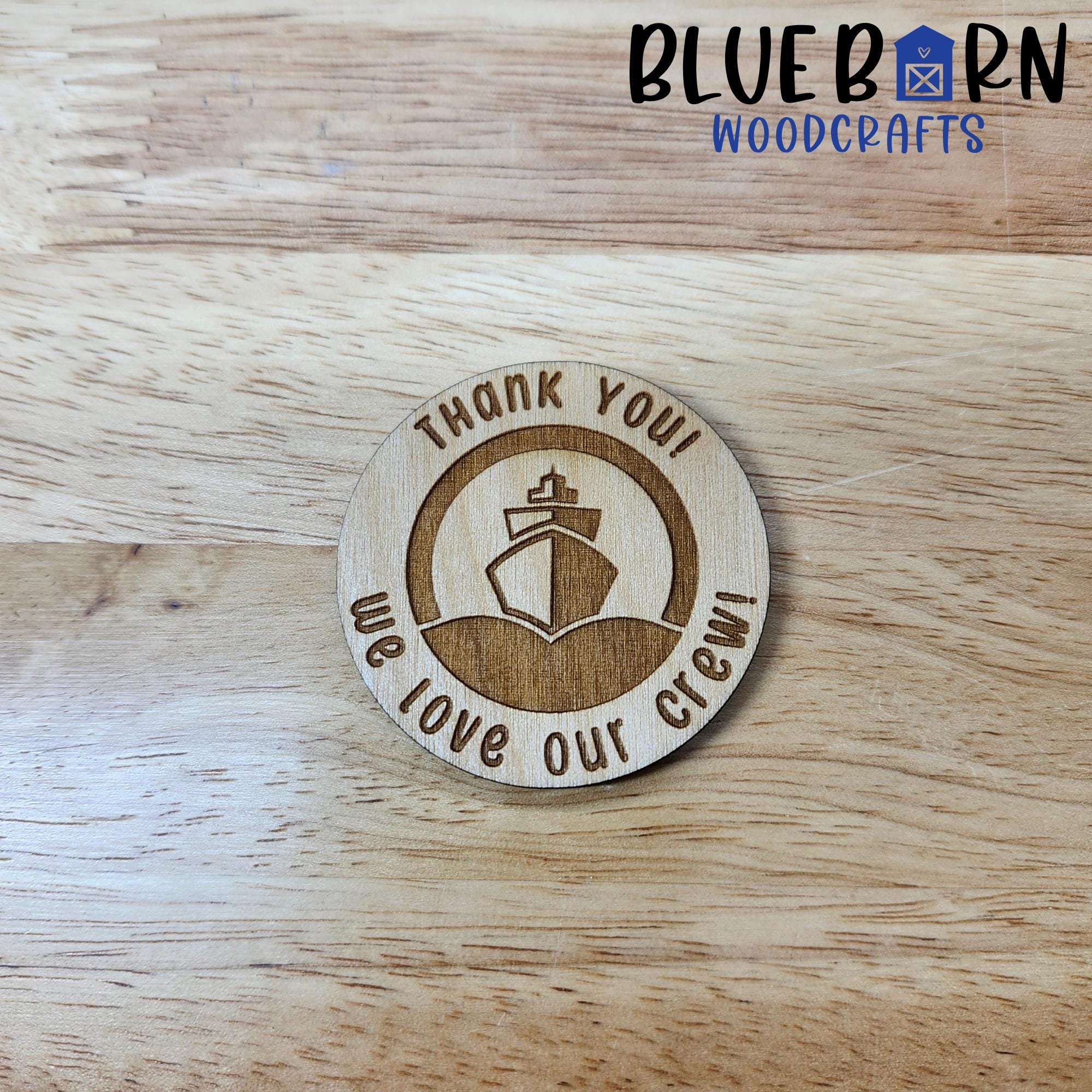 Personalized Cruise Crew Thank You Wooden Tokens: Engraved Cruise Gifts - Image 4