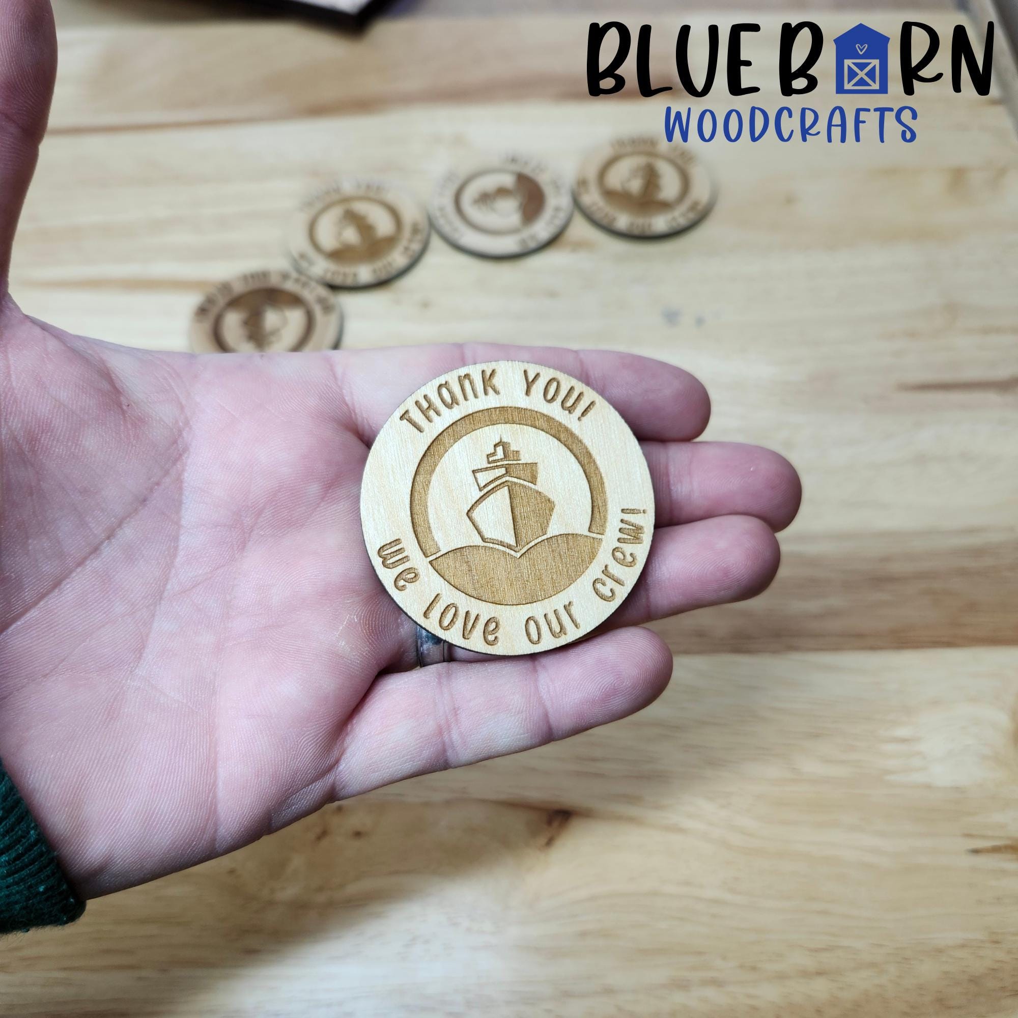 Personalized Cruise Crew Thank You Wooden Tokens: Engraved Cruise Gifts - Image 5