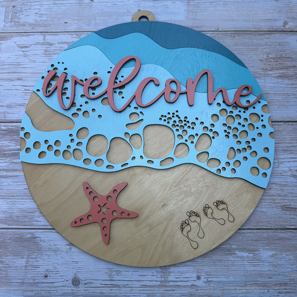 Ocean Welcome Door Hanger | Beach House Porch Decor - Image 3
