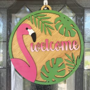 Flamingo Welcome Door Hanger