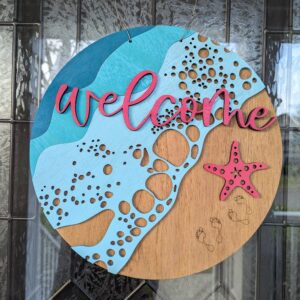 Alternative view of Ocean Welcome Door Hanger | Beach House Porch Decor