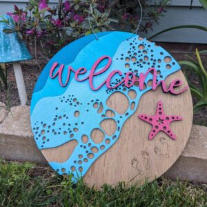 Ocean Welcome Door Hanger | Beach House Porch Decor